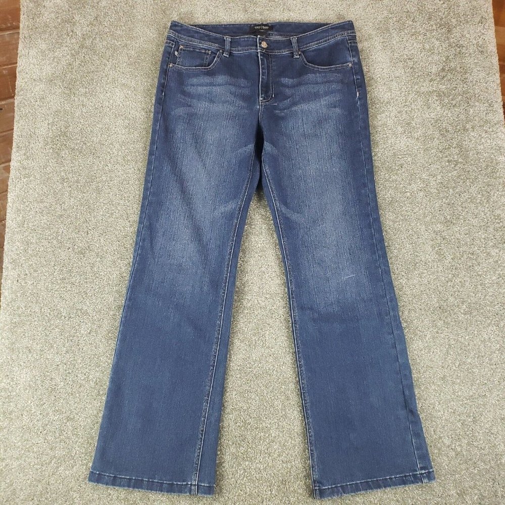 White House Black Market Jeans Sz 14 (35x32) Womens Blanc Boot Leg Mid Rise